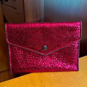 Mz Wallace Red  Sparkle Leather Greta Wallet
